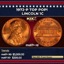 1972-p Lincoln Cent TOP POP! 1c ms67+ rd SEGS