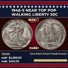 1946-s Walking Liberty Half Dollar Near Top Pop 50c ms66+ SEGS
