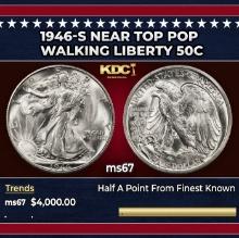1946-s Walking Liberty Half Dollar Near Top Pop 50c ms67 SEGS
