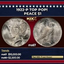 1922-p Peace Dollar TOP POP! $1 ms67 SEGS