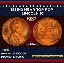 1936-d Lincoln Cent Near Top Pop 1c ms67+ rd SEGS