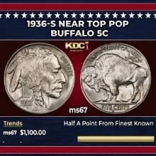 1936-s Buffalo Nickel Near Top Pop 5c ms67 SEGS