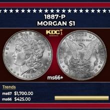 1887-p Morgan Dollar $1 ms66+ SEGS