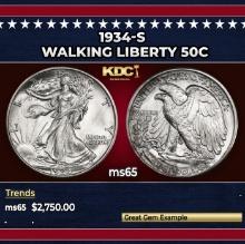 1934-s Walking Liberty Half Dollar 50c ms65 SEGS