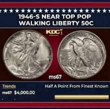 1946-s Walking Liberty Half Dollar Near Top Pop 50c ms67 SEGS