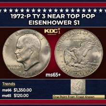 1972-p Ty 3 Eisenhower Dollar Near Top Pop $1 ms65+ SEGS