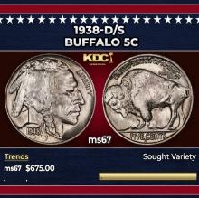 1938-d/s Buffalo Nickel 5c ms67 SEGS