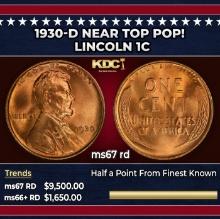 1930-d Lincoln Cent Near Top Pop! 1c ms67 rd SEGS