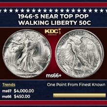 1946-s Walking Liberty Half Dollar Near Top Pop 50c ms66+ SEGS