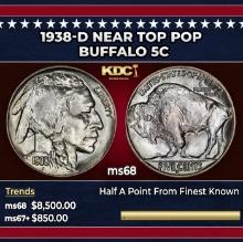 1938-d Buffalo Nickel Near Top Pop 5c ms68 SEGS