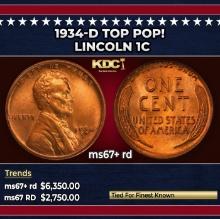 1934-d Lincoln Cent TOP POP! 1c ms67+ rd SEGS