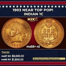 1903 Indian Cent Near Top Pop! 1c ms66+ rd SEGS