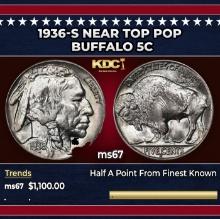 1936-s Buffalo Nickel Near Top Pop 5c ms67 SEGS