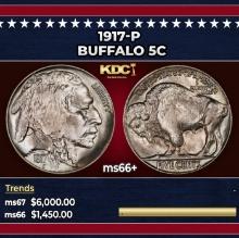 1917-p Buffalo Nickel 5c ms66+ SEGS