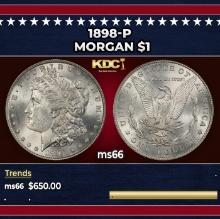 1898-p Morgan Dollar $1 Grades ms66