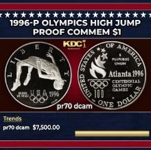 1996-p Olympics High Jump Proof Modern Commem Dollar $1 pr70 dcam SEGS