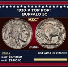 1930-p Buffalo Nickel TOP POP! 5c ms67+ SEGS