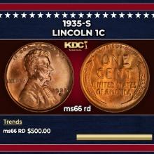 1935-s Lincoln Cent 1c Grades ms66 rd
