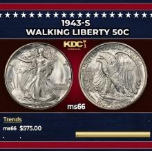 1943-s Walking Liberty Half Dollar 50c Grades ms66