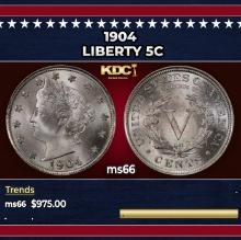 1904 Liberty Nickel 5c ms66 SEGS