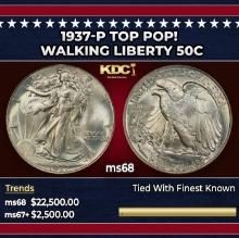 1937-p Walking Liberty Half Dollar TOP POP! 50c ms68 SEGS