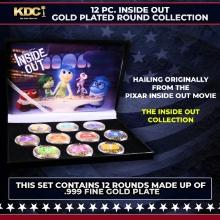 12 Coin Disney Pixar Inside Out Gold Plated Round Collection