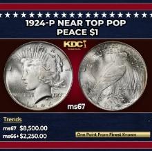 1924-p Peace Dollar Near Top Pop $1 ms67 SEGS