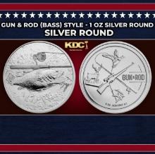 Gun & Rod (Bass) Style - 1 oz Silver Round Round
