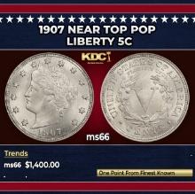 1907 Liberty Nickel Near Top Pop 5c ms66 SEGS