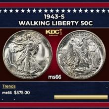 1943-s Walking Liberty Half Dollar 50c Grades ms66