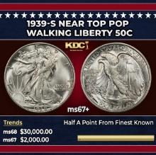 1939-s Walking Liberty Half Dollar Near Top Pop 50c ms67+ SEGS
