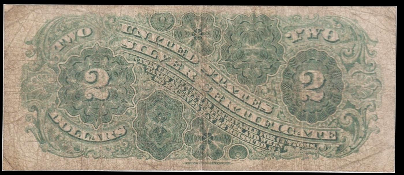 1886 $2 Large Size Silver Certificate General Winfield Scott Hancock Grades vf, very fine FR-242