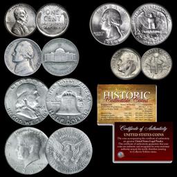 6 Coin Wartime Set of Original Historic US Silver Circulating Coins w/ COA Grades Other Toy