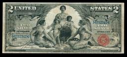 1896 $2 Large Size Silver Certificate "Educational Series" Grades vf+ Signatures Tillman/Morgan