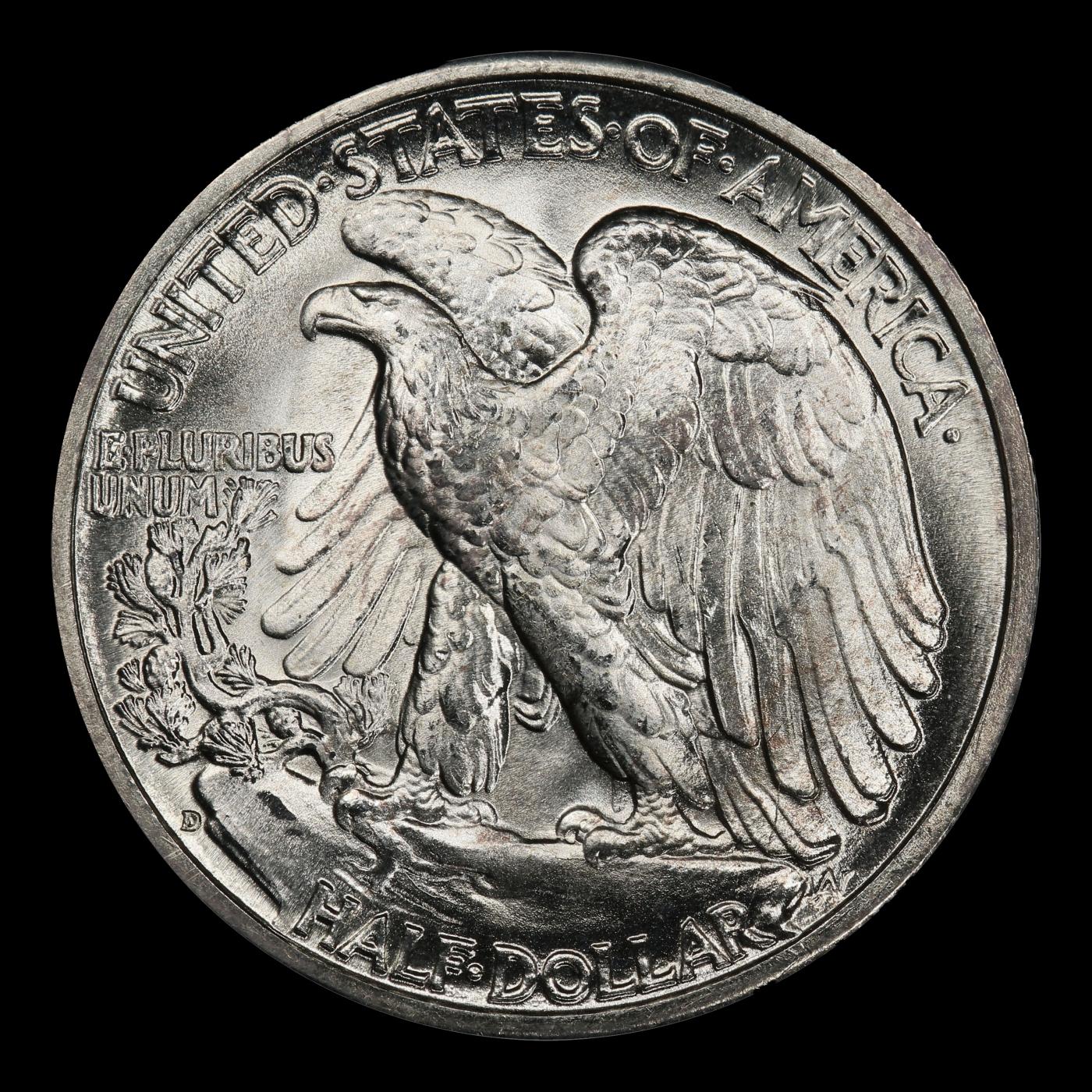 1943-d Walking Liberty Half Dollar Near Top Pop 50c ms67 SEGS