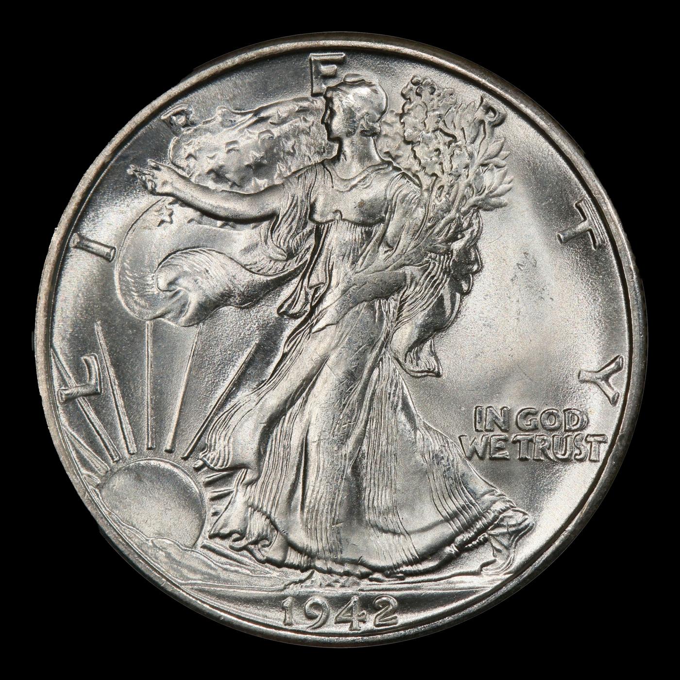 1942-s Walking Liberty Half Dollar 50c Grades GEM+ Unc