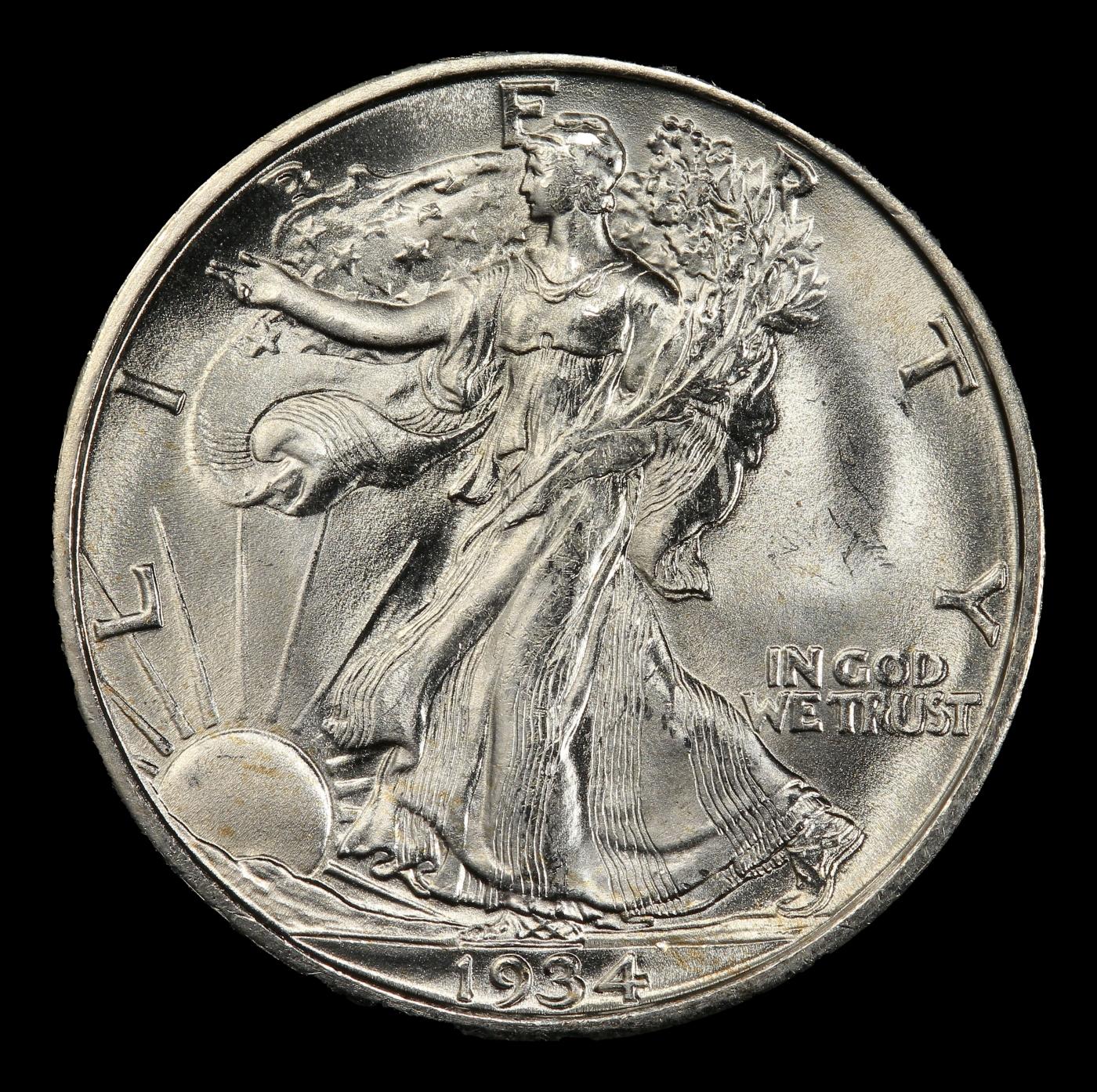 1934-s Walking Liberty Half Dollar Near Top Pop 50c ms66 SEGS