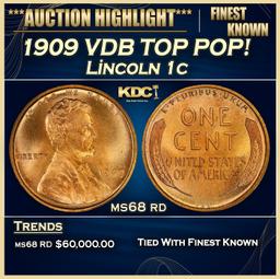 1909 VDB Lincoln Cent TOP POP! 1c ms68 rd SEGS
