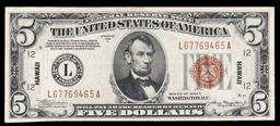 1934A $5 FRN Hawaii WWII Emergency Currency Key To Series Key To Series Grades Select AU