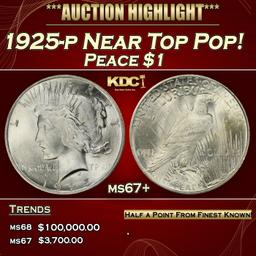 1925-p Peace Dollar Near Top Pop! $1 ms67+ SEGS
