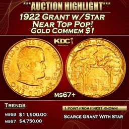1922 Grant w/Star Gold Commem Dollar Near Top Pop! 1 ms67+ SEGS