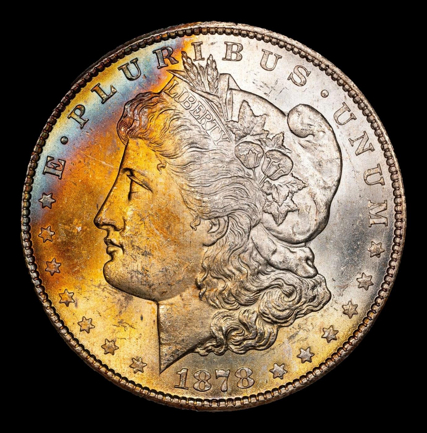1878-cc Morgan Dollar Rainbow Toned $1 ms65+ SEGS