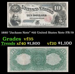 1880 $10 United States Note "Jackass Note" Grades vf++ FR-79