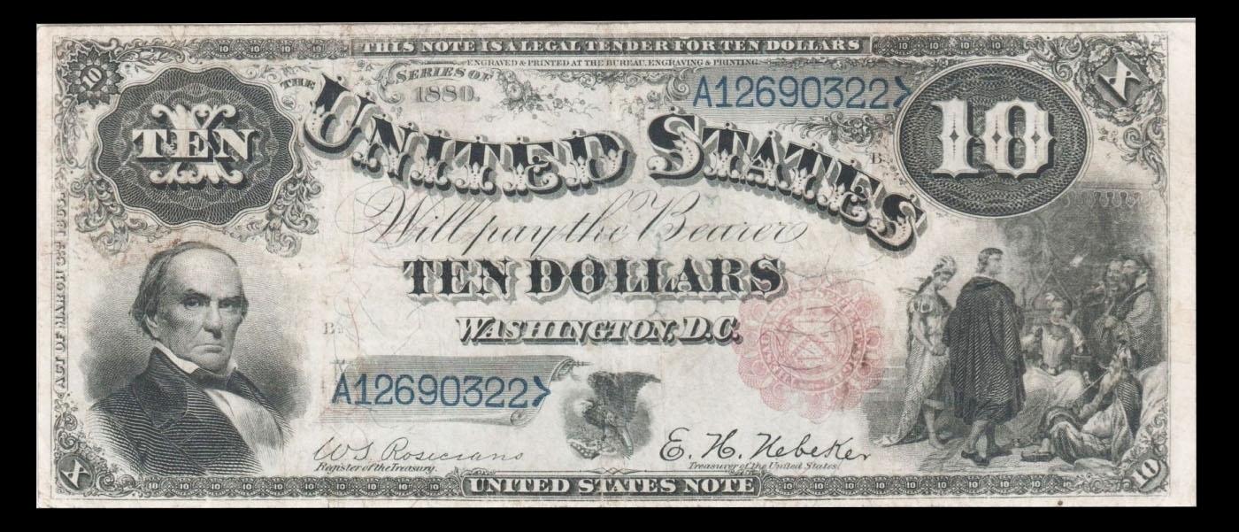 1880 $10 United States Note "Jackass Note" Grades vf++ FR-79