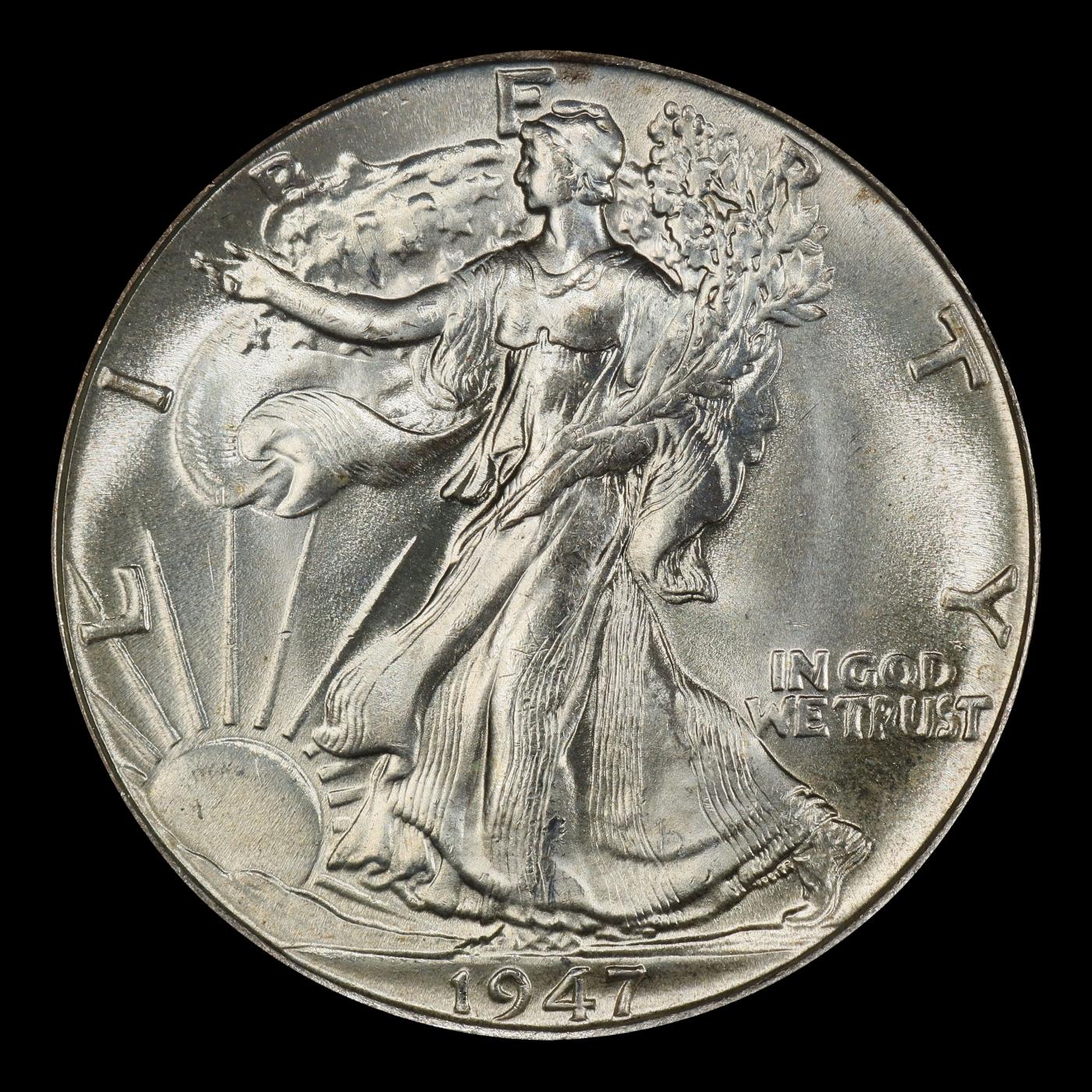 1947-p Walking Liberty Half Dollar Near Top Pop 50c ms67+ SEGS