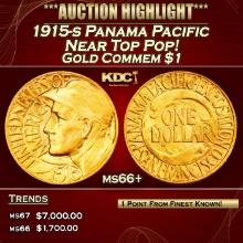 1915-s Panama Pacific Gold Commem Dollar Near Top Pop! 1 ms66+ SEGS