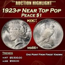 1923-p Peace Dollar Near Top Pop $1 ms66+ SEGS