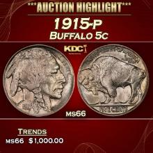 1915-p Buffalo Nickel 5c ms66 SEGS