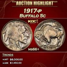 1917-p Buffalo Nickel 5c ms66+ SEGS