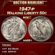 1947-p Walking Liberty Half Dollar 50c ms66+ SEGS